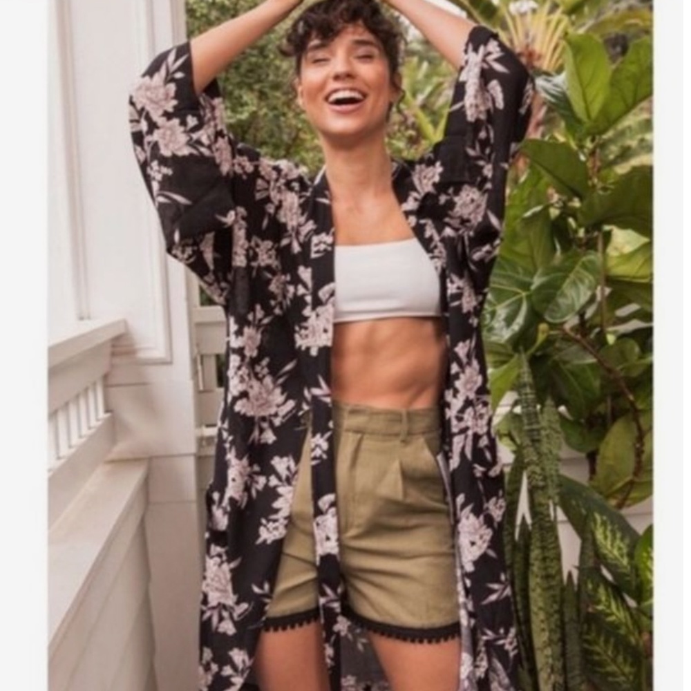 SPIRITUAL GANGSTER | Black Floral Kimono Maya Robe